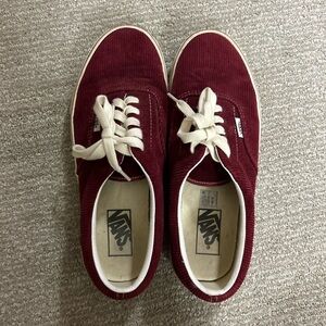 Vans Burgundy Corduroy Sneakers with Cream Laces